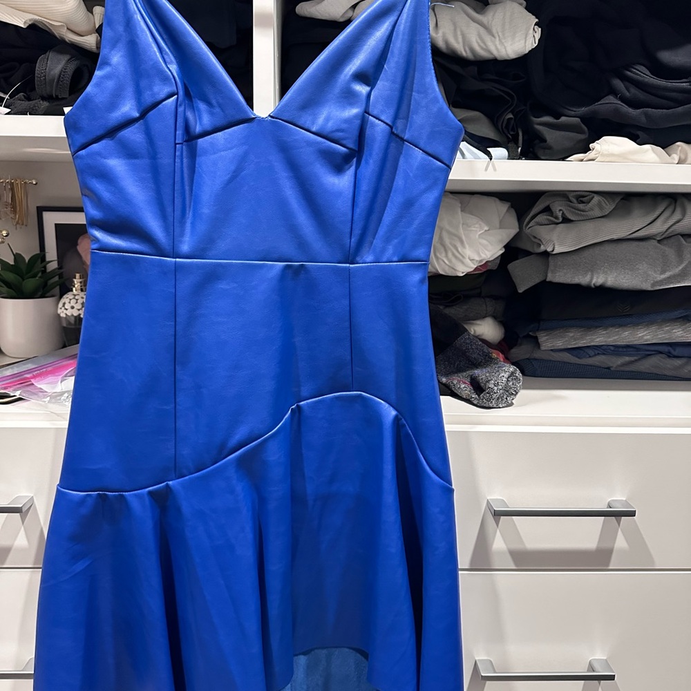 Blue faux Leather Mini Dress
